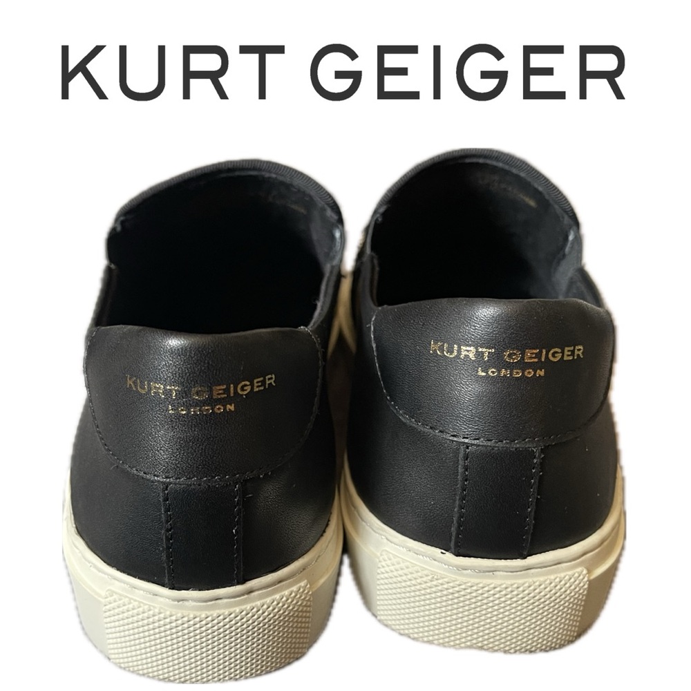 Kurt Geiger Black Leather Slip-On Sneakers with Embellished Evil Eye - Picture 5 of 10